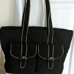 Vera Brafley Black Quilted Tote Bag